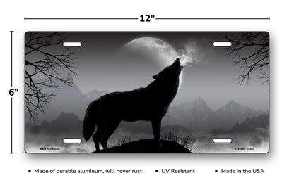 Howling Wolf on Gray License Plate