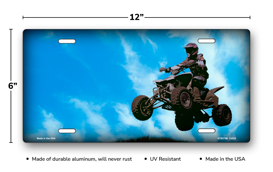 Four Wheeler on Blue Offset License Plate