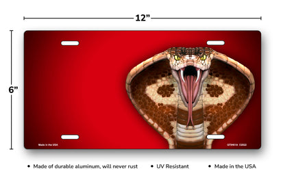 Cobra on Red Offset License Plate