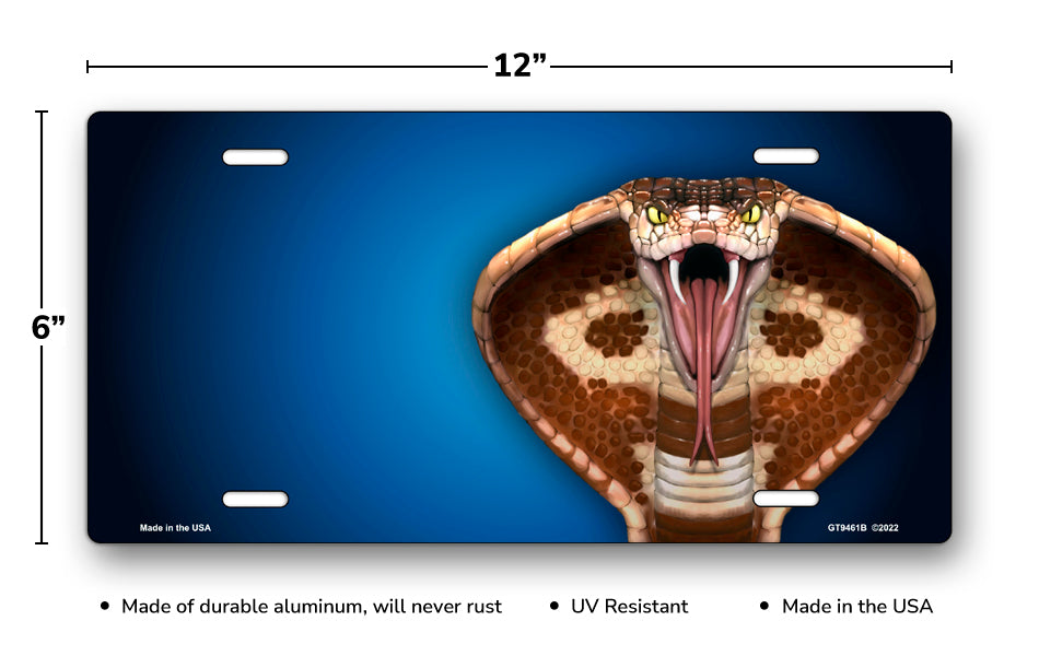 Cobra on Blue Offset License Plate