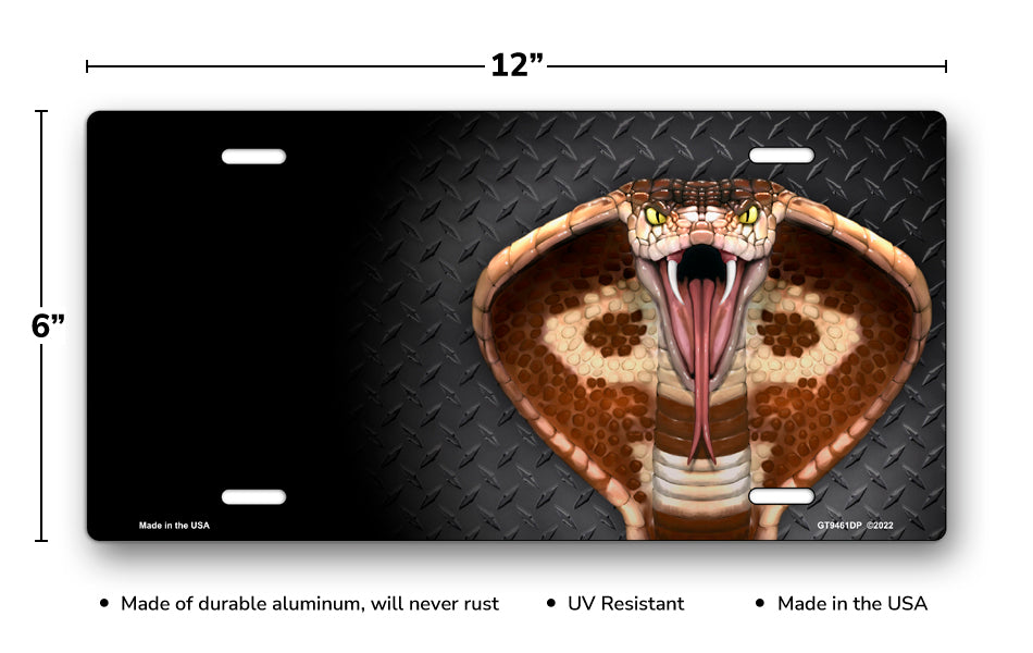 Cobra on Simulated Diamond Plate Offset License Plate