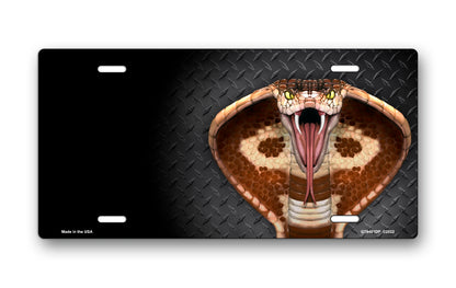 Cobra on Simulated Diamond Plate Offset License Plate